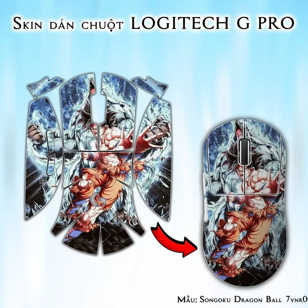 Skin dán chuột Logitech G Pro mẫu Songoku Dragon Ball 7vnr001