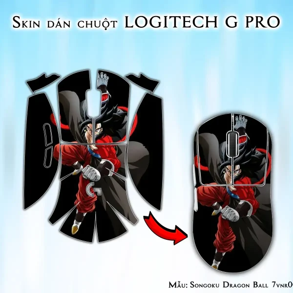 Skin dán chuột Logitech G Pro mẫu Songoku Dragon Ball 7vnr002
