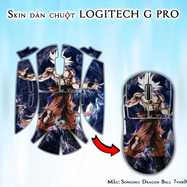 Skin dán chuột Logitech G Pro mẫu Songoku Dragon Ball 7vnr004