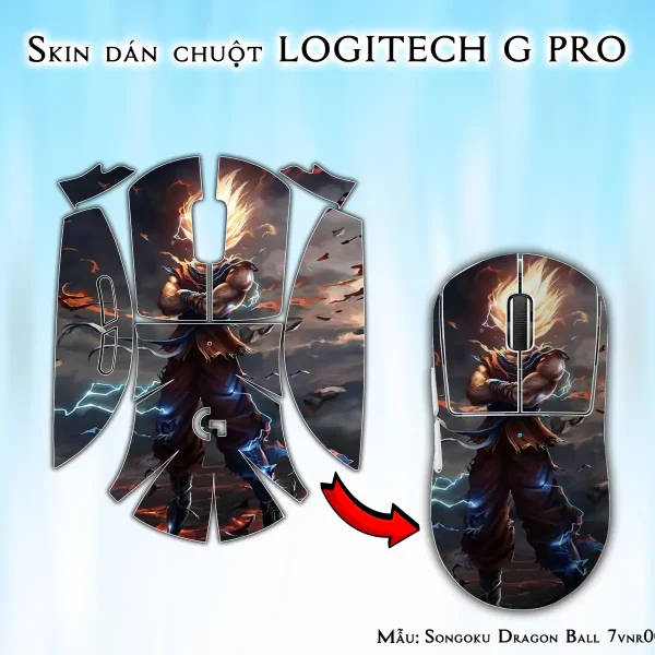 Skin dán chuột Logitech G Pro mẫu Songoku Dragon Ball 7vnr007