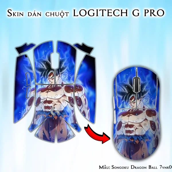Skin dán chuột Logitech G Pro mẫu Songoku Dragon Ball 7vnr008