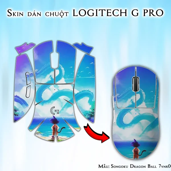 Skin dán chuột Logitech G Pro mẫu Songoku Dragon Ball 7vnr009