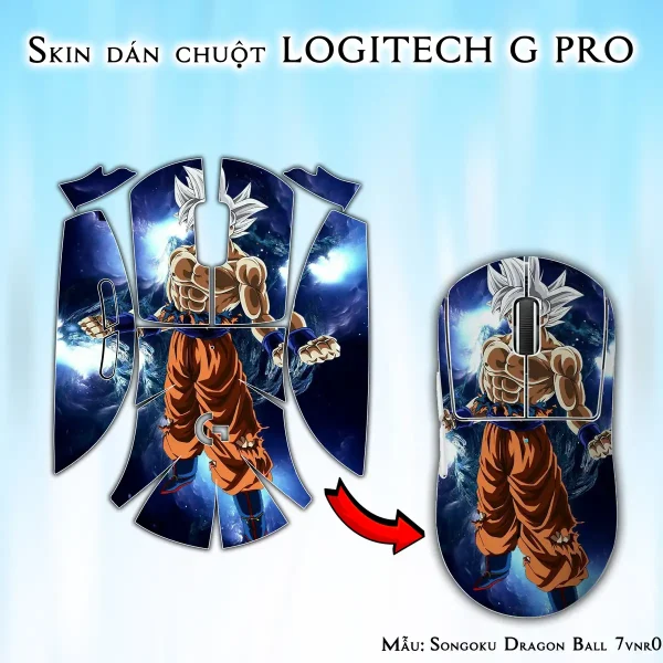 Skin dán chuột Logitech G Pro mẫu Songoku Dragon Ball 7vnr010
