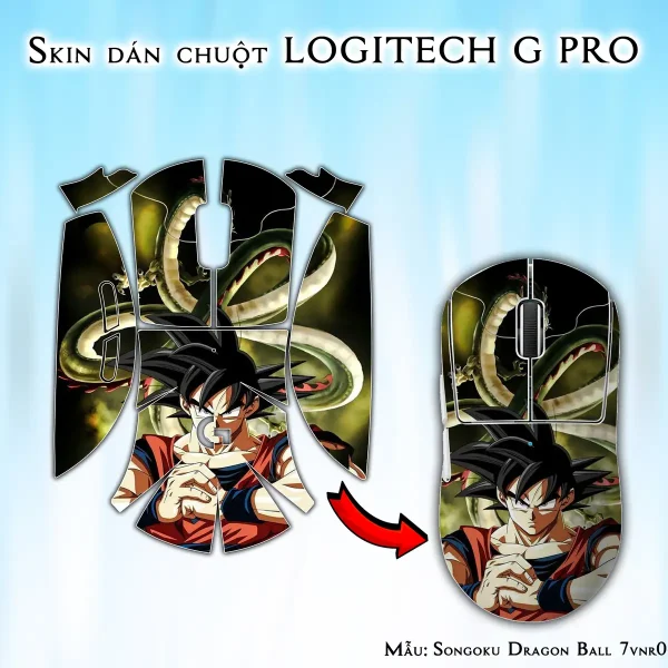 Skin dán chuột Logitech G Pro mẫu Songoku Dragon Ball 7vnr011