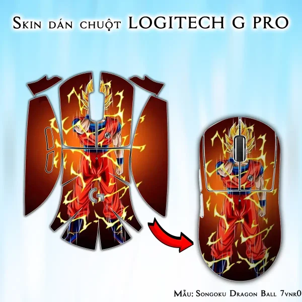 Skin dán chuột Logitech G Pro mẫu Songoku Dragon Ball 7vnr012