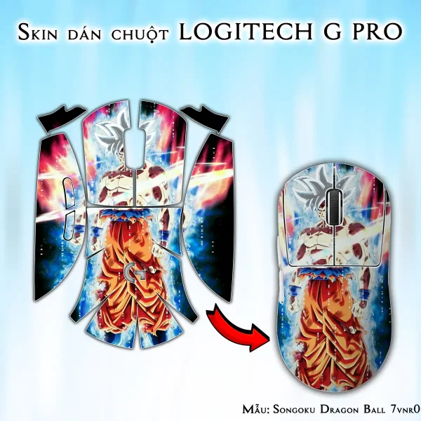 Skin dán chuột Logitech G Pro mẫu Songoku Dragon Ball 7vnr013