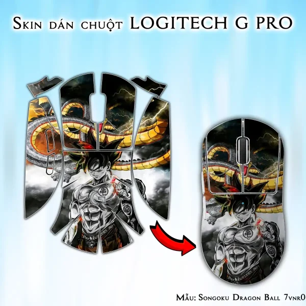 Skin dán chuột Logitech G Pro mẫu Songoku Dragon Ball 7vnr014