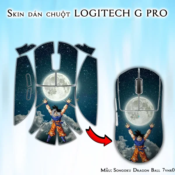 Skin dán chuột Logitech G Pro mẫu Songoku Dragon Ball 7vnr015