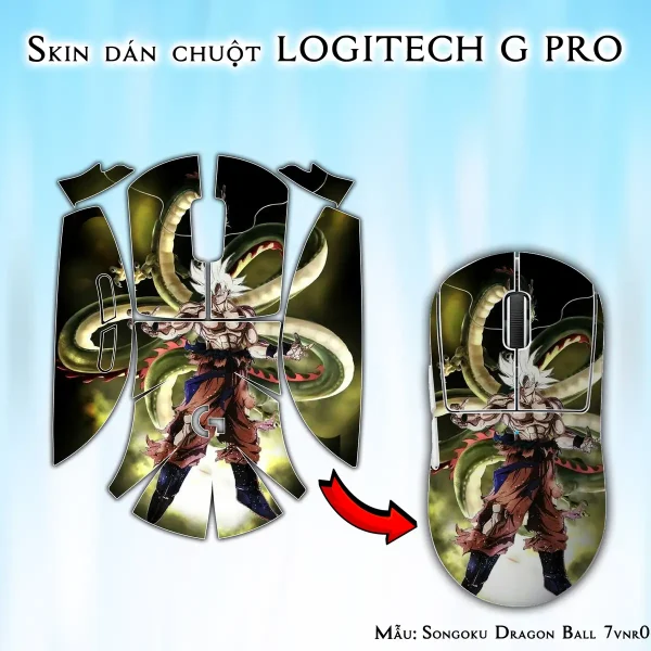 Skin dán chuột Logitech G Pro mẫu Songoku Dragon Ball 7vnr017
