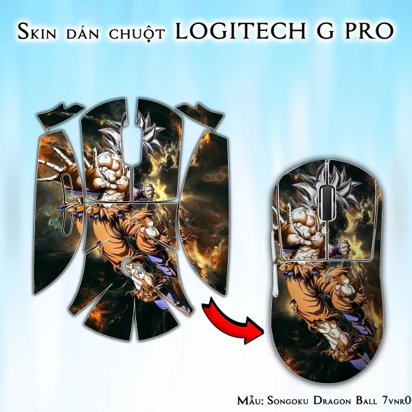 Skin dán chuột Logitech G Pro mẫu Songoku Dragon Ball 7vnr021