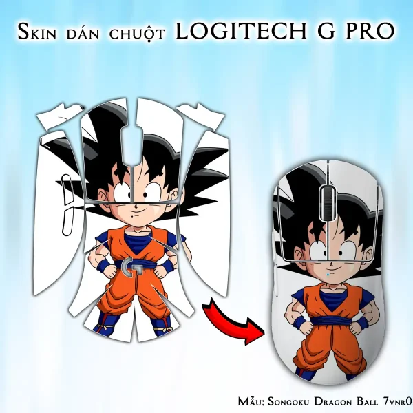 Skin dán chuột Logitech G Pro mẫu Songoku Dragon Ball 7vnr022