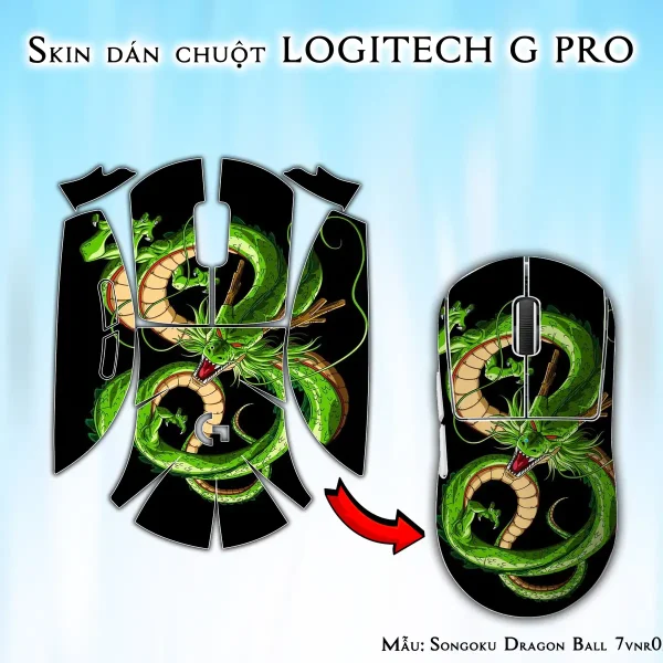 Skin dán chuột Logitech G Pro mẫu Songoku Dragon Ball 7vnr024