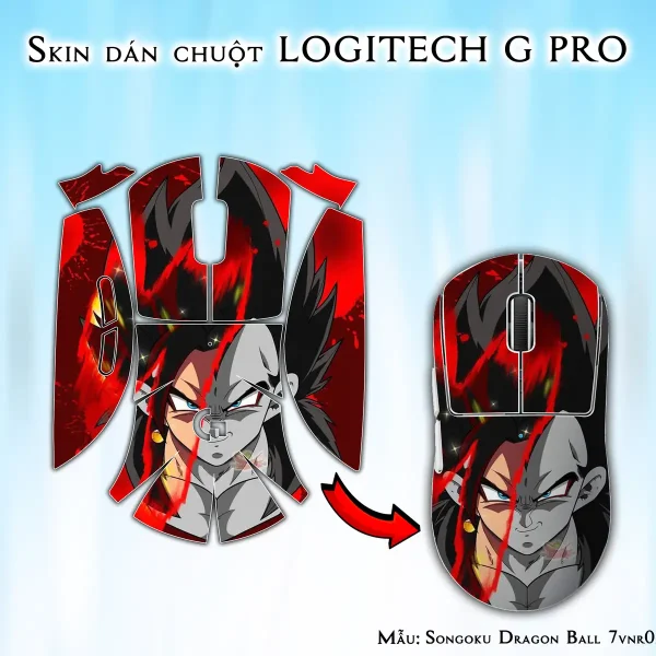 Skin dán chuột Logitech G Pro mẫu Songoku Dragon Ball 7vnr025