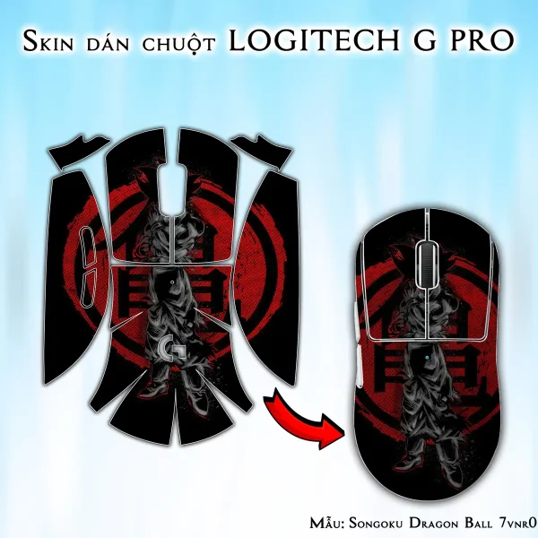 Skin dán chuột Logitech G Pro mẫu Songoku Dragon Ball 7vnr031