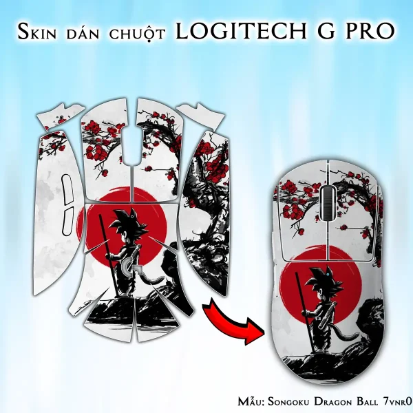 Skin dán chuột Logitech G Pro mẫu Songoku Dragon Ball 7vnr032