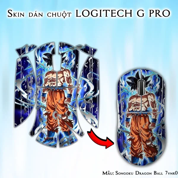 Skin dán chuột Logitech G Pro mẫu Songoku Dragon Ball 7vnr035