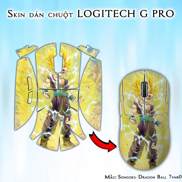 Skin dán chuột Logitech G Pro mẫu Songoku Dragon Ball 7vnr038