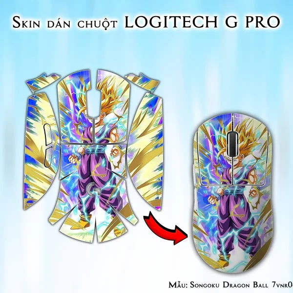 Skin dán chuột Logitech G Pro mẫu Songoku Dragon Ball 7vnr041