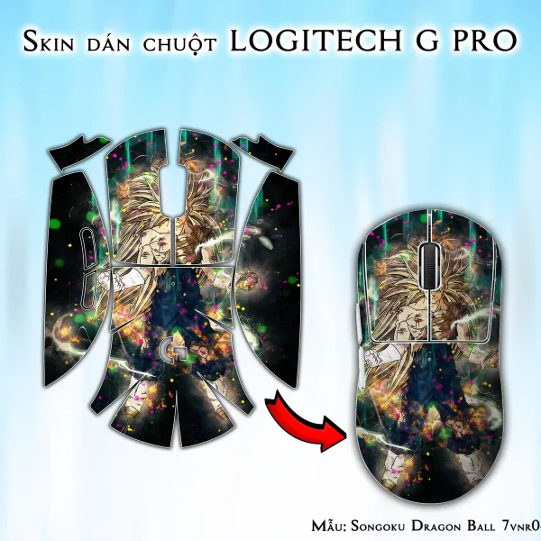 Skin dán chuột Logitech G Pro mẫu Songoku Dragon Ball 7vnr042
