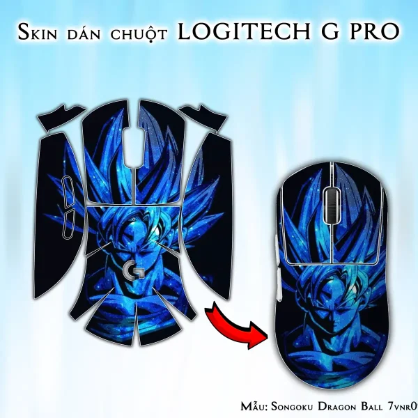 Skin dán chuột Logitech G Pro mẫu Songoku Dragon Ball 7vnr095