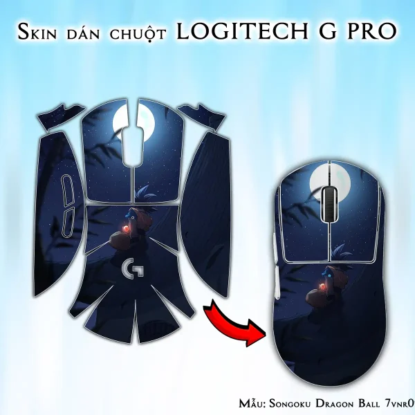 Skin dán chuột Logitech G Pro mẫu Songoku Dragon Ball 7vnr096