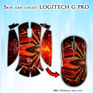 Skin dán chuột Logitech G Pro mẫu Spiderman bùng cháy