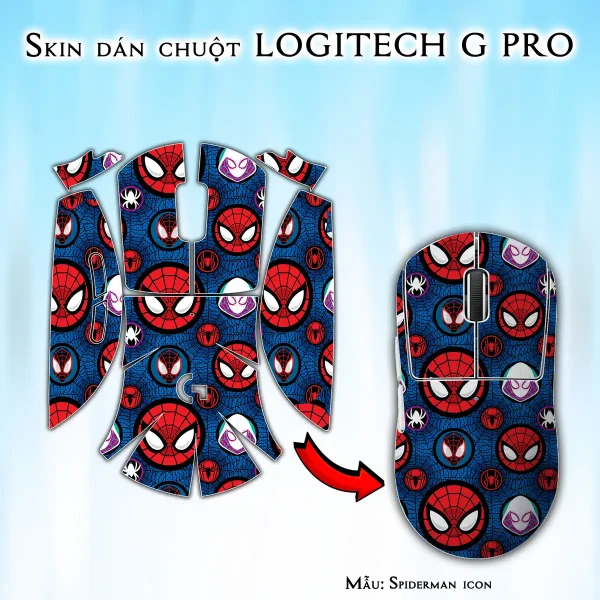 Skin dán chuột Logitech G Pro mẫu Spiderman icon
