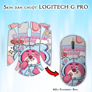 Skin dán chuột Logitech G Pro mẫu Strawberry Bear