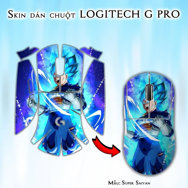 Skin dán chuột Logitech G Pro mẫu Super Saiyan