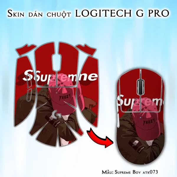 Skin dán chuột Logitech G Pro mẫu Supreme Boy atk073