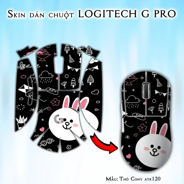 Skin dán chuột Logitech G Pro mẫu Thỏ Cony atk120