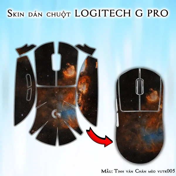 Skin dán chuột Logitech G Pro mẫu Tinh vân Chân mèo vutr005