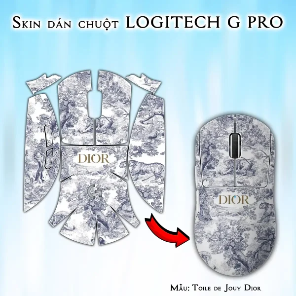 Skin dán chuột Logitech G Pro mẫu Toile de Jouy Dior