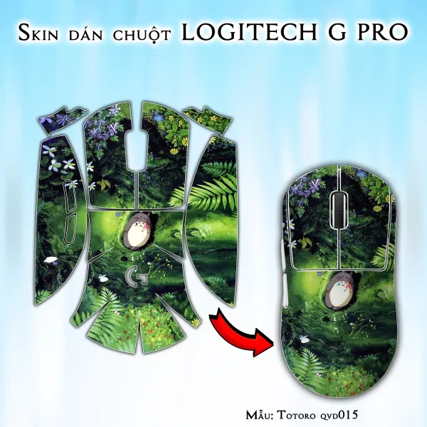 Skin dán chuột Logitech G Pro mẫu Totoro qvd015