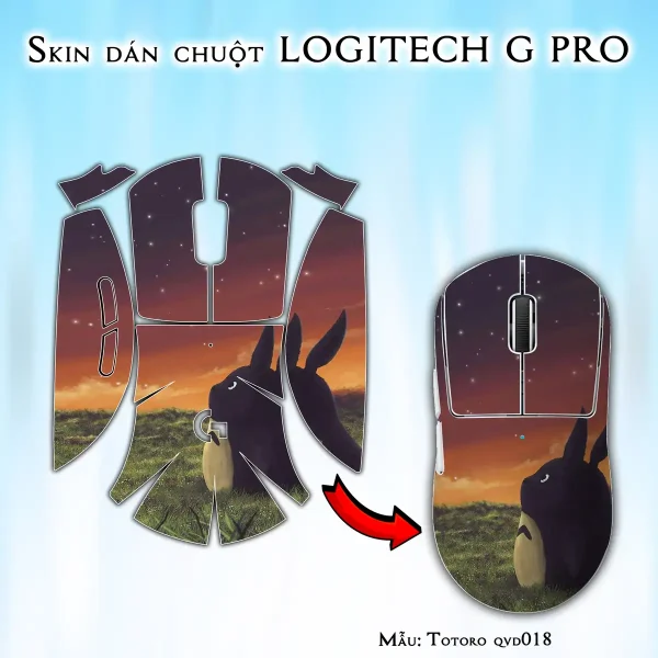 Skin dán chuột Logitech G Pro mẫu Totoro qvd018