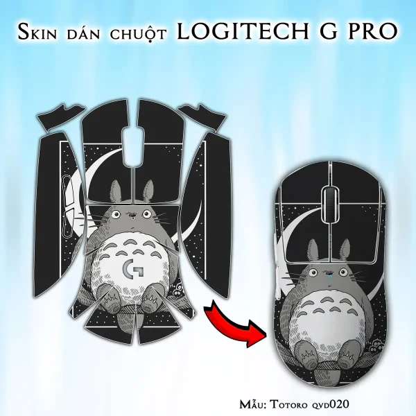 Skin dán chuột Logitech G Pro mẫu Totoro qvd020