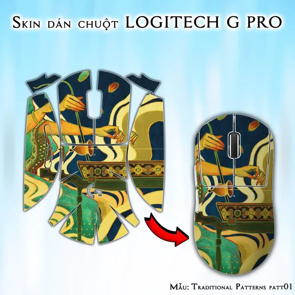Skin dán chuột Logitech G Pro mẫu Traditional Patterns patt01