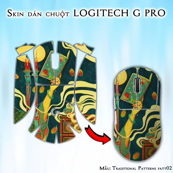 Skin dán chuột Logitech G Pro mẫu Traditional Patterns patt02