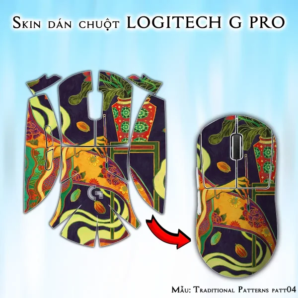 Skin dán chuột Logitech G Pro mẫu Traditional Patterns patt04