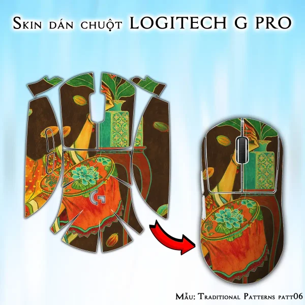 Skin dán chuột Logitech G Pro mẫu Traditional Patterns patt06