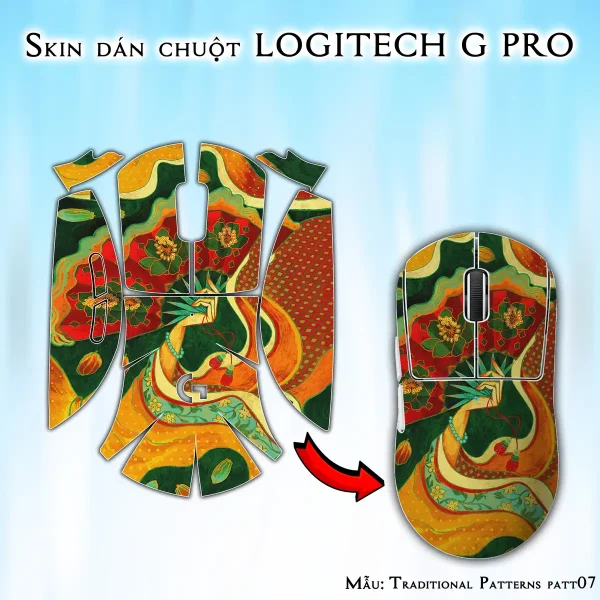 Skin dán chuột Logitech G Pro mẫu Traditional Patterns patt07