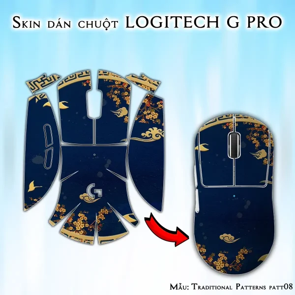 Skin dán chuột Logitech G Pro mẫu Traditional Patterns patt08