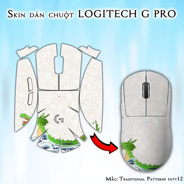 Skin dán chuột Logitech G Pro mẫu Traditional Patterns patt12