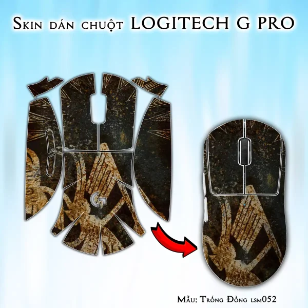 Skin dán chuột Logitech G Pro mẫu Trống Đồng lsm052