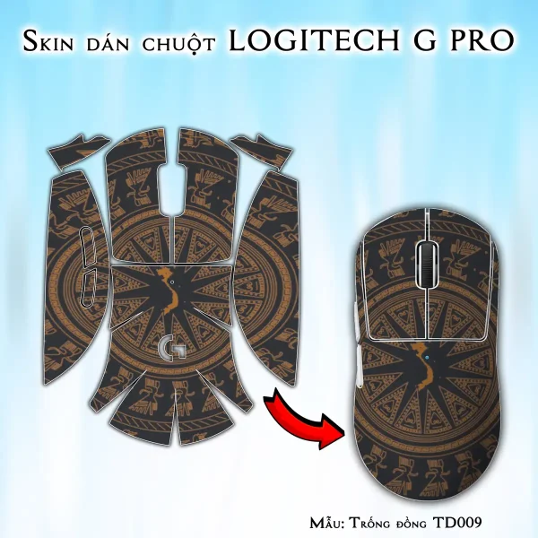 Skin dán chuột Logitech G Pro mẫu Trống đồng TD009