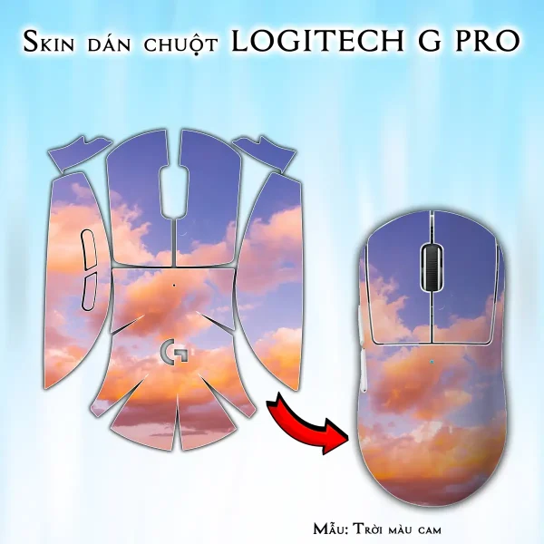 Skin dán chuột Logitech G Pro mẫu Trời màu cam