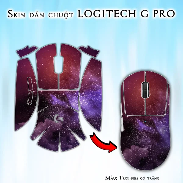 Skin dán chuột Logitech G Pro mẫu Trời đêm có trăng