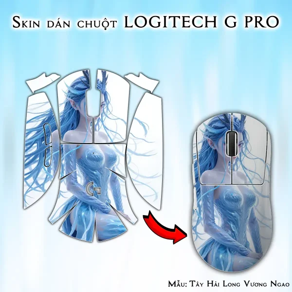 Skin dán chuột Logitech G Pro mẫu Tây Hải Long Vương Ngao Nhuận nh01