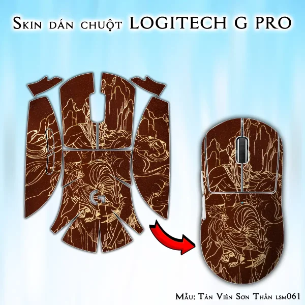 Skin dán chuột Logitech G Pro mẫu Tản Viên Sơn Thần lsm061