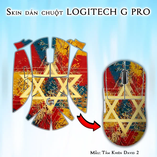 Skin dán chuột Logitech G Pro mẫu Tấm Khiên David 2